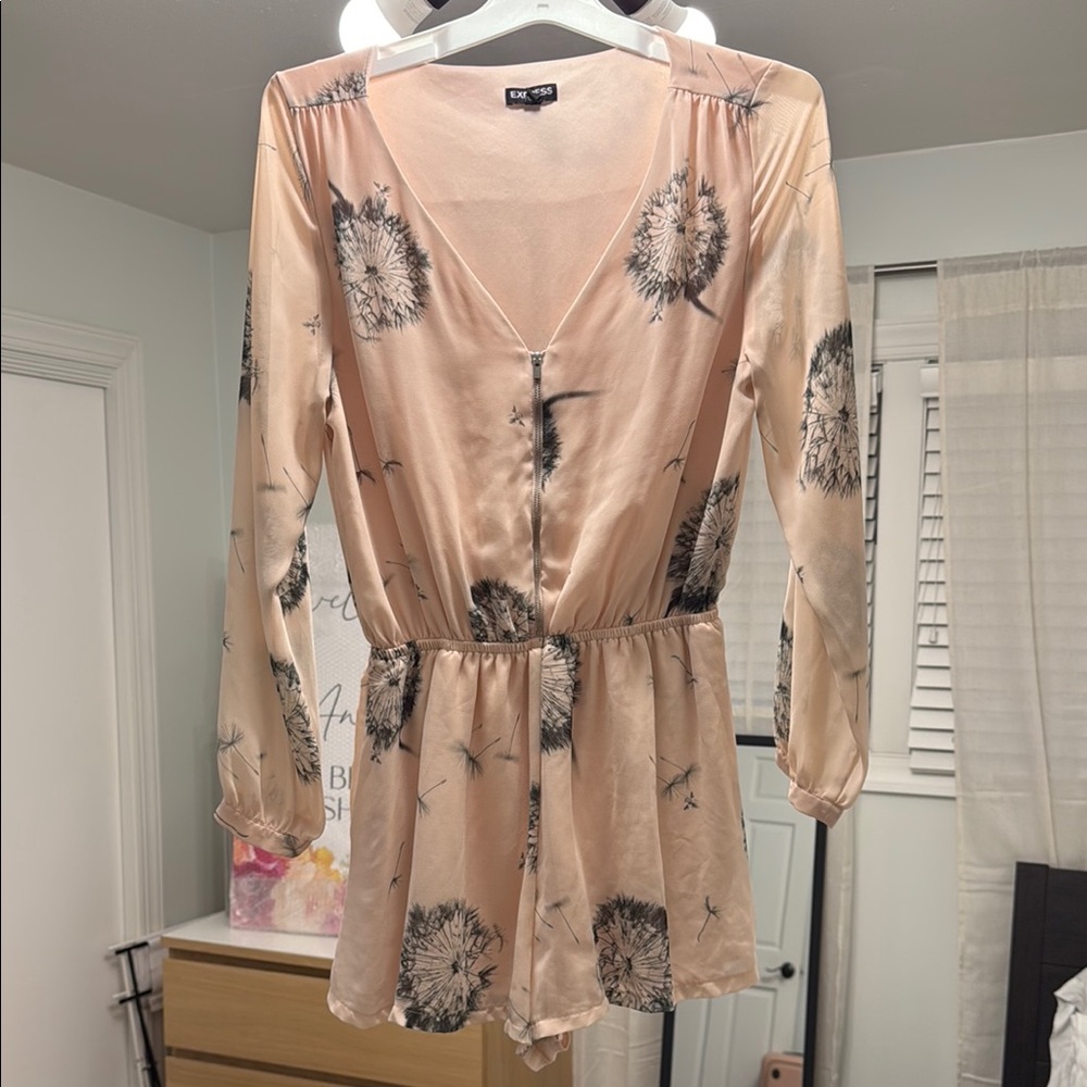 Express Peach Floral Jumpsuit